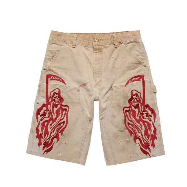 Serenity Vintage Carhartt Double Knee Shorts – TanCardinal Serenity Vintage Carhartt Double Knee Shorts – Tan/Cardinal