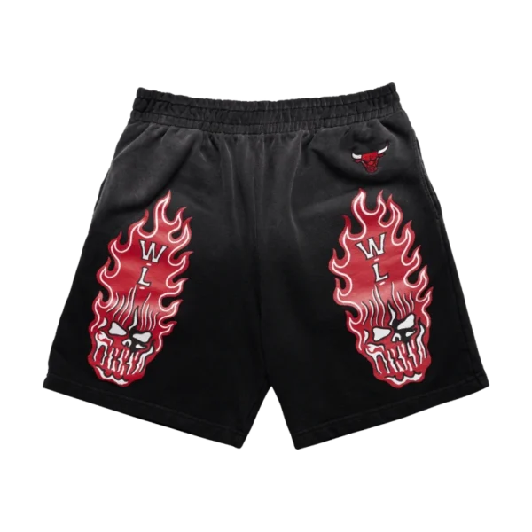 Warren Lotas Chicago Bulls Flaming Skull Shorts Warren Lotas Chicago Bulls Flaming Skull Shorts